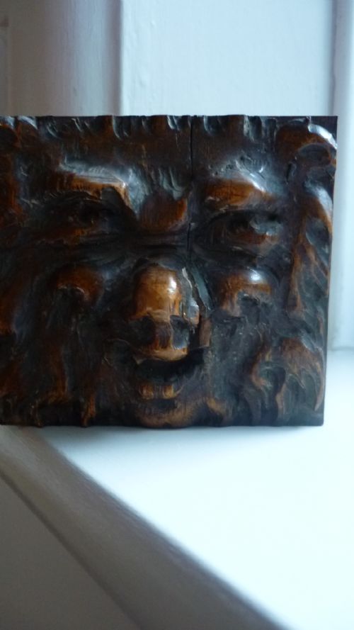 19th Century Carved Walnut Green Man Panel