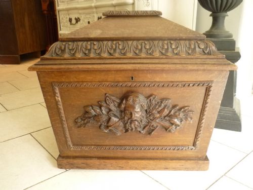 19th Century Carved Oak Cellarette Bacchus Wine Cooler