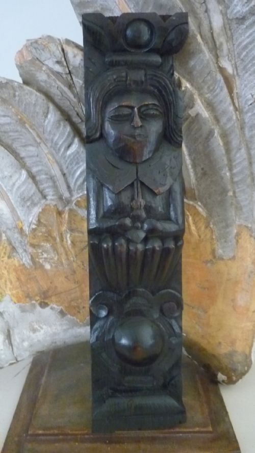 16th Century Carved Oak Figural Panel Caryatid
