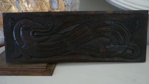 17th Century Carved Oak Dragon Panel Plaque