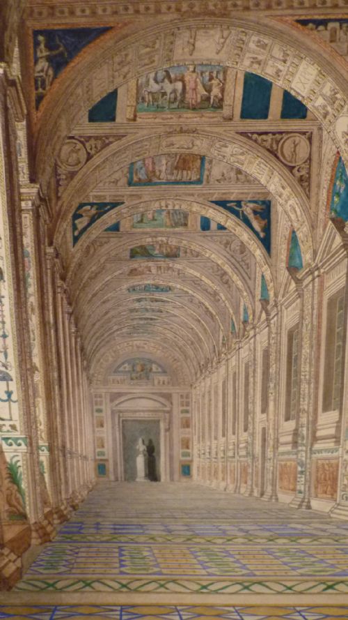 19th Century Fine Watercolour Painting Frescoes Vatican