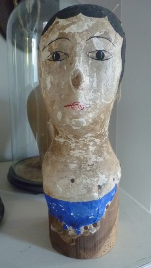 Early 19th Century Papier Mache Painted Millinery Head