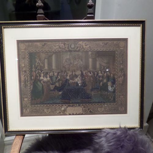Rare 18th Century French Engraving Charles Le Brun the Marriage of Louis Xiv to Marie Therese