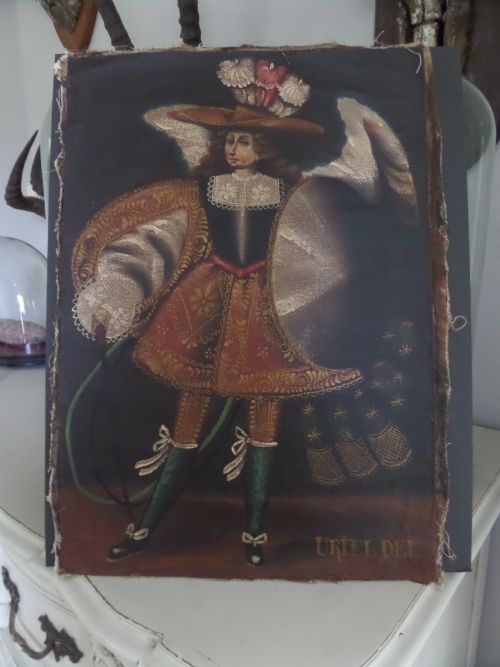 Antique Oil Painting of Archangel Angel Uriel