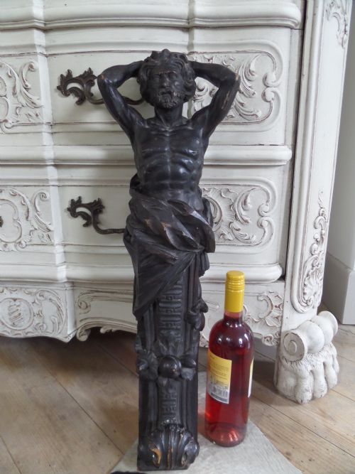 19th Century Carved Oak Caryatid Panel Large