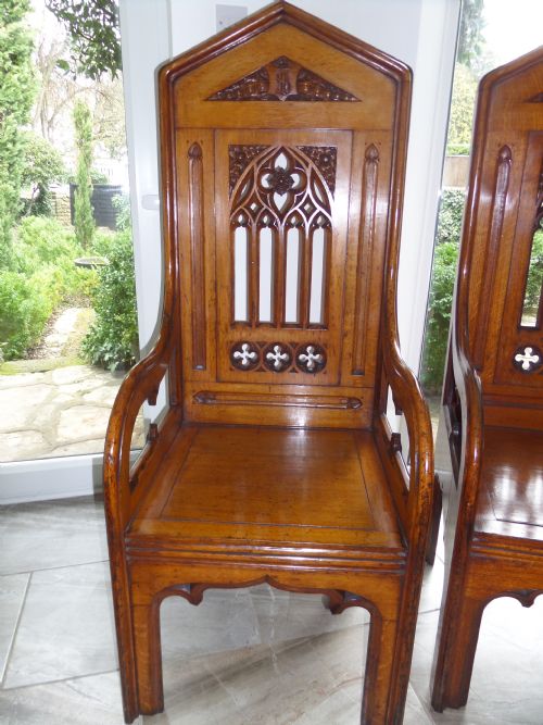 Large 19th Century Carved Oak Throne Bishops Church Gothic Chair