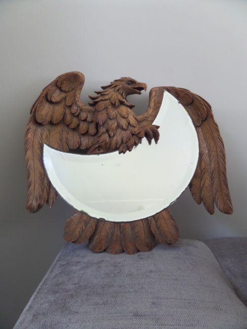 Antique Black Forest Half Moon Eagle Mirror