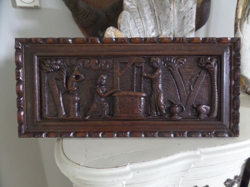 17th Century Carved Oak Panel Squirrel