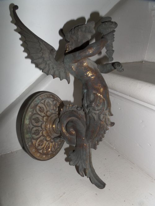 19th Century Winged Mermaid Sconce Lamp Gas Wall Light
