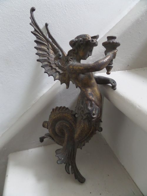 19th Century Winged Mermaid Wall Sconce