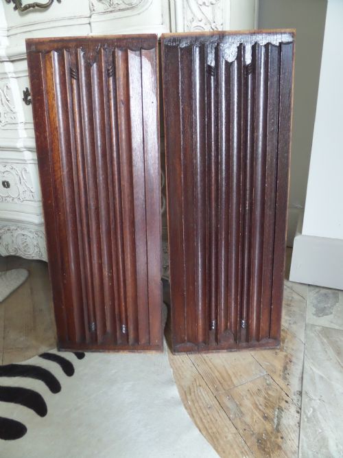 Pair 18th Century Carved Oak Linen Fold Panels