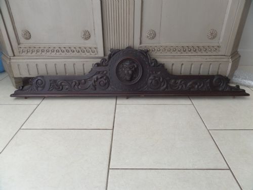 19th Century Carved Oak Pediment Overmantel Monkey Head