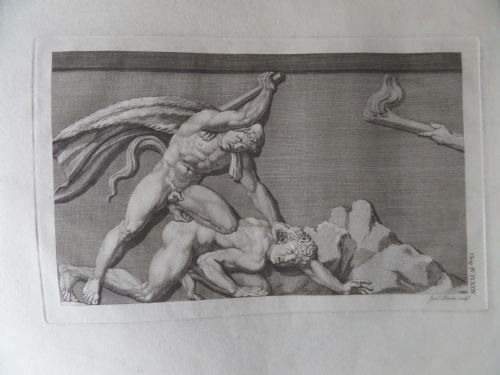 Large 18th Century Engraving James Basire Antiquities of Athens 1 of 7 Roman Gladiators