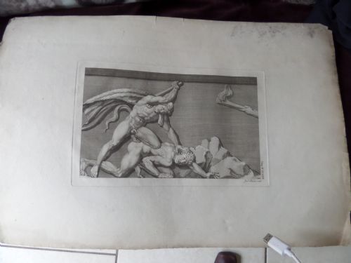 fig 1. Large 18th Century Engraving James Basire Antiquities of Athens 1 of 7 ROMAN GLADIATORS