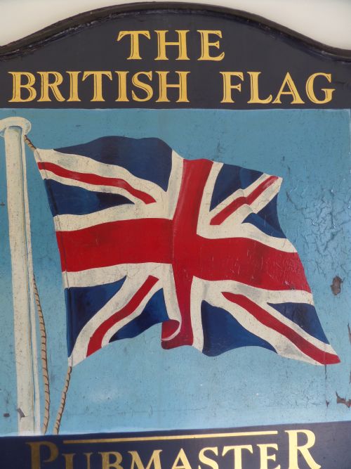 Antique Large Original Double Sided the British Flag Pub Sign