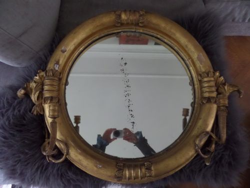 Large Antique Regency Gilt Mirror Sconces