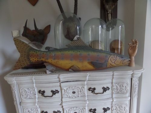 Antique Large Metal Fish Salmon Sign
