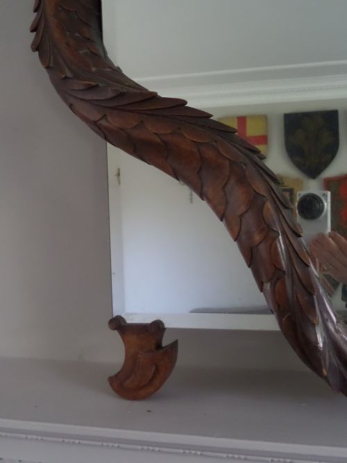 fig 1. 19th Century Japanese Carved Rare Large Fantasy French Overmantel Gabriel Viardot Dragon Mirror Miroir