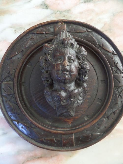 17th Century Carved Angel Head with Wings