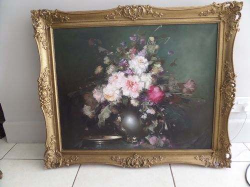 Antique Still Life Oil Painting Flowers Signed