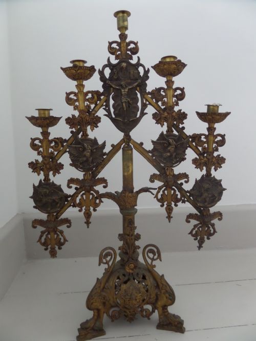 Large Gothic Ecclesiastical Church Chandelier Candlestick Candelabra Gargoyles Griffins