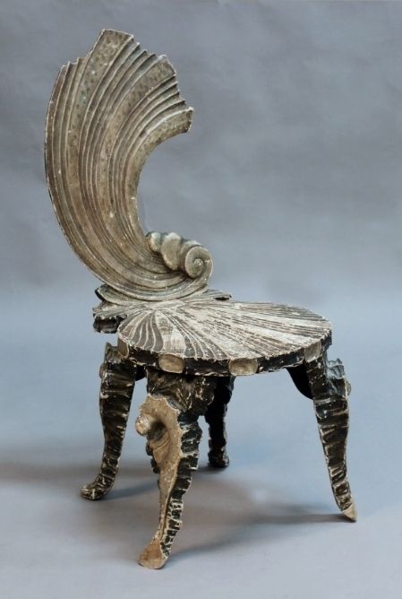 19th Century Silver Fantasy Grotto Chair Baroque