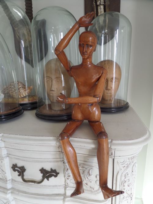 Large 26.5" Articulated Carved Wooden Antique Lay Figure Artist Mannequin