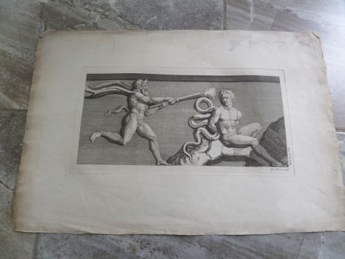 Large 18th Century Engraving Bacchus & Pirates James Basire Satyr