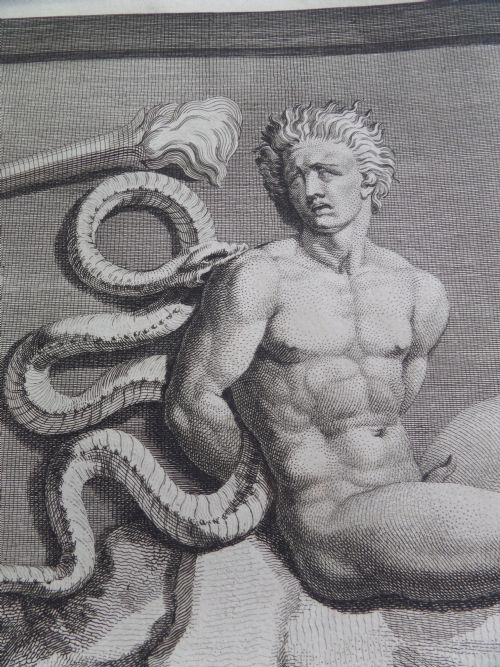 fig 1. Large 18th Century Engraving Bacchus & Pirates James Basire Satyr