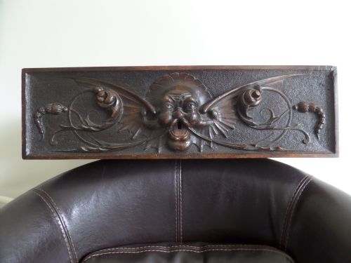 19th Century Carved Walnut Winged Gargoyle Panel