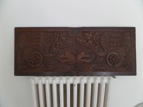 19th Century Carved Oak Winged Dragon Panel