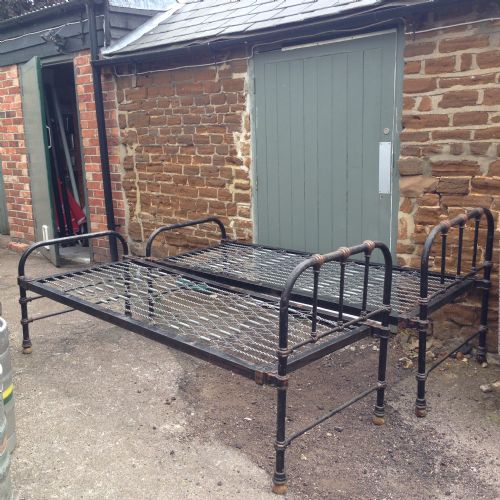 Antique Pair of Black Iron Beds