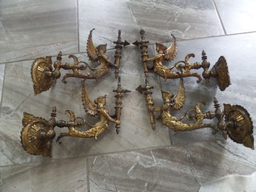 Stunning 19th Century Mermaid Mythical Gas Sconces Wall Lights