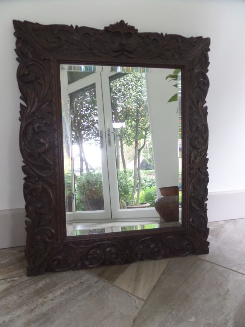 Victorian Carved Oak Green Man Cushion Green Man Griffin Mirror