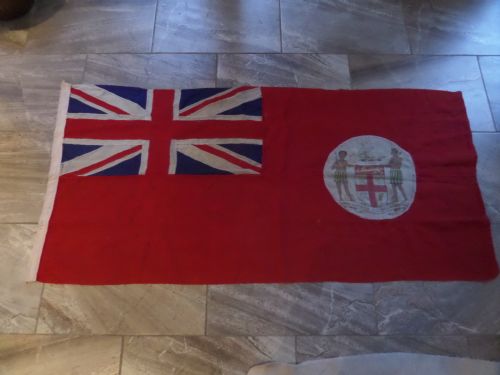 Rare Large Stitched Colonial Flag Fiji