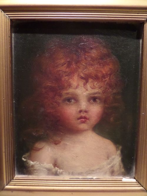 19th Century Oil Painting Pre-raphaelite Portrait Young Lady George Rowney