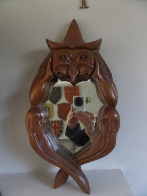 Antique Carved Oak Black Forest Witch Devil