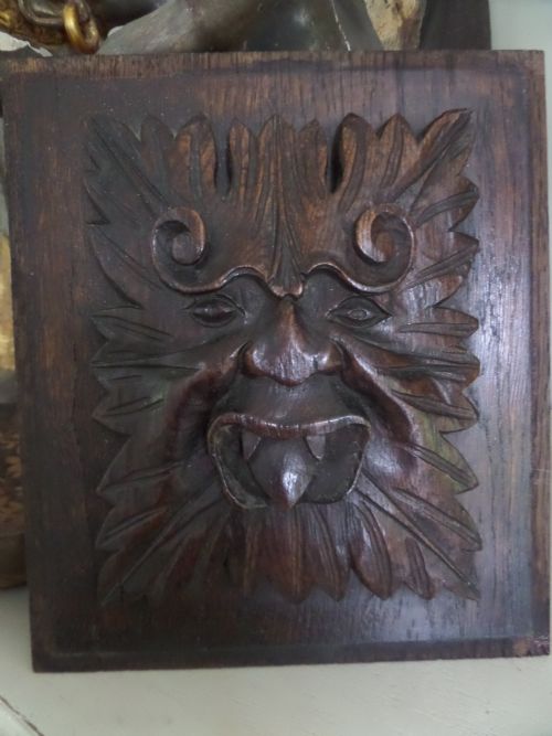 Victorian Carved Oak Green Man Panel