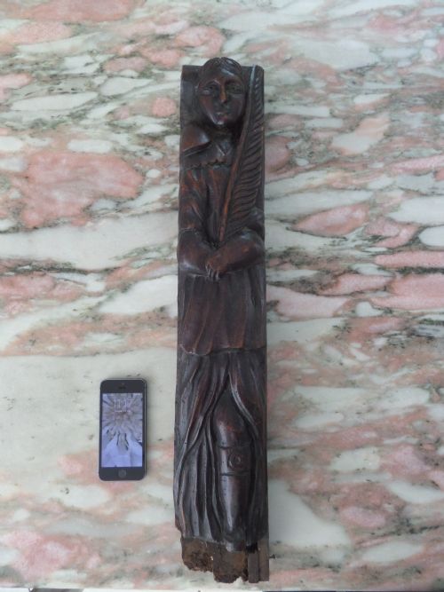 16th Century Carved Walnut Saint Holding a Palm Leaf