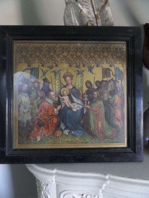 Antique Chromolithograph of the Adoration of the Magi Arundel Society Angels