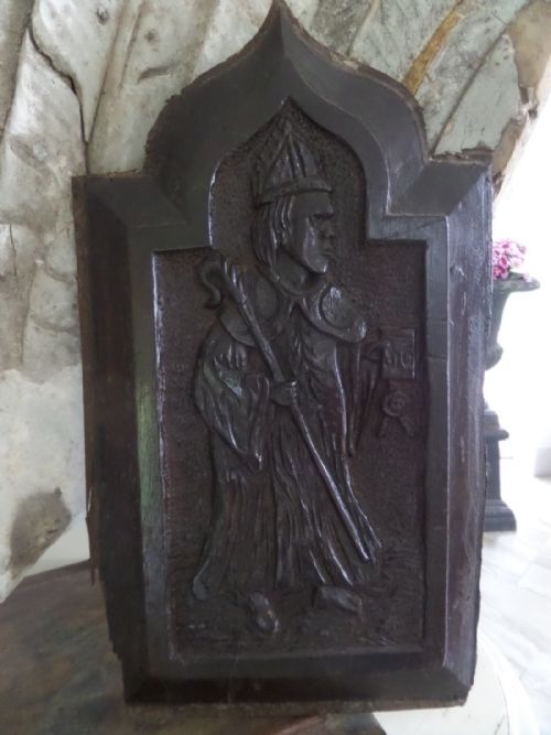 16th Century Carved Oak Religious Panel of a Saint