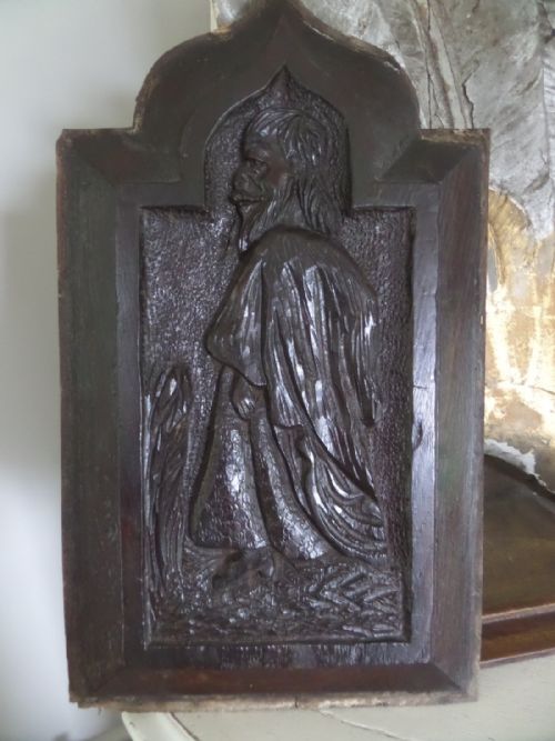 16th Century Antique Carved Oak Panel Saint