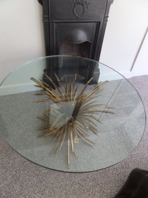Antique French Wheatsheaf Gilded and Glass French Coffee Table