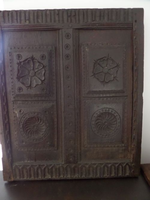 16th Century Deeply Carved Oak Panel of a Tudor Rose and Daisy