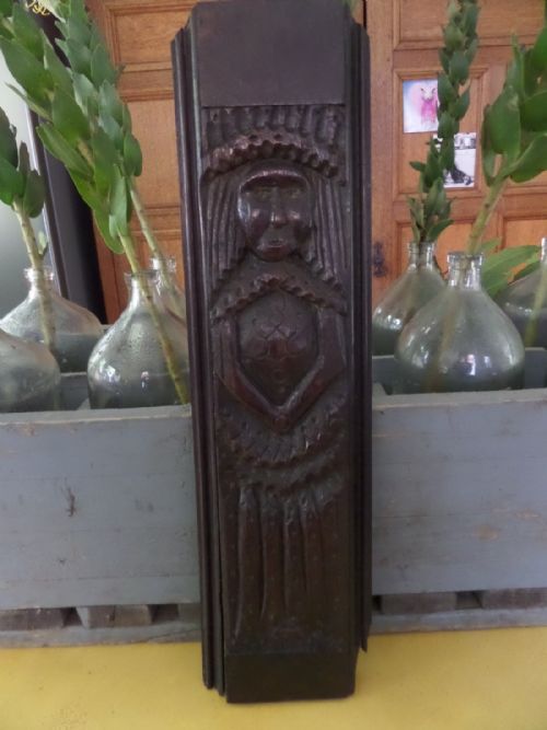 16th Century Carved Oak Panel Caryatid