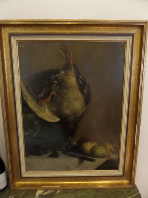 19th Century Oil Painting Alfred Verhaeren Signed Dated 1875 Still Life