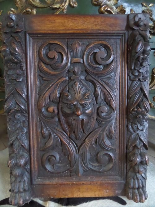 19th Century Carved Oak Devil Panel