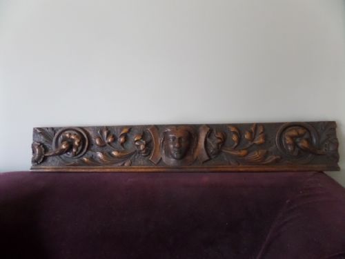 19th Century Carved Oak Panel Overmantel