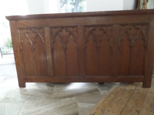 Large Gothic Church Panel 19th Century Carved Oak Panelling