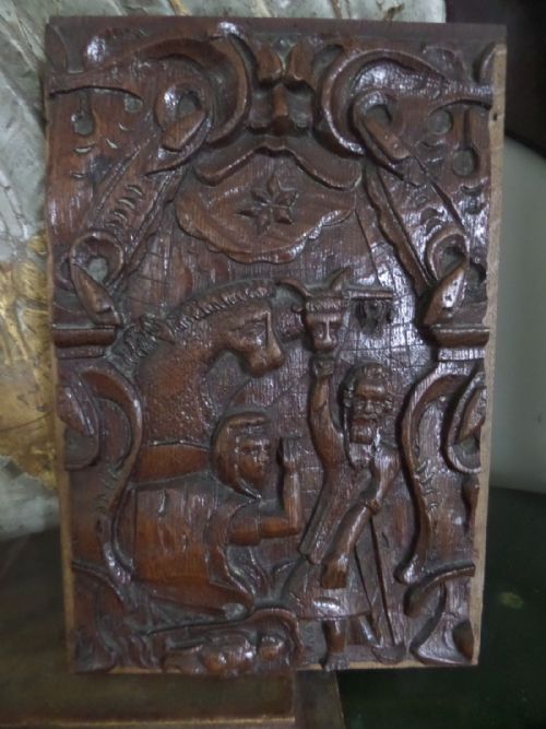 16th Century Carved Oak Panel Nativity